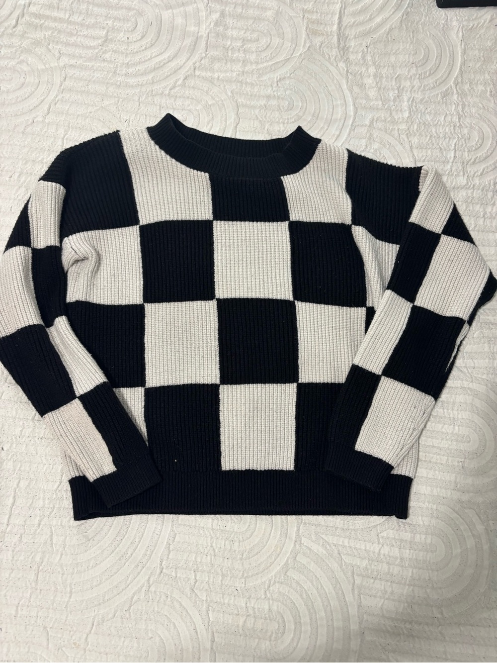 Staccato Black & White Checkerboard Crewneck Sweater